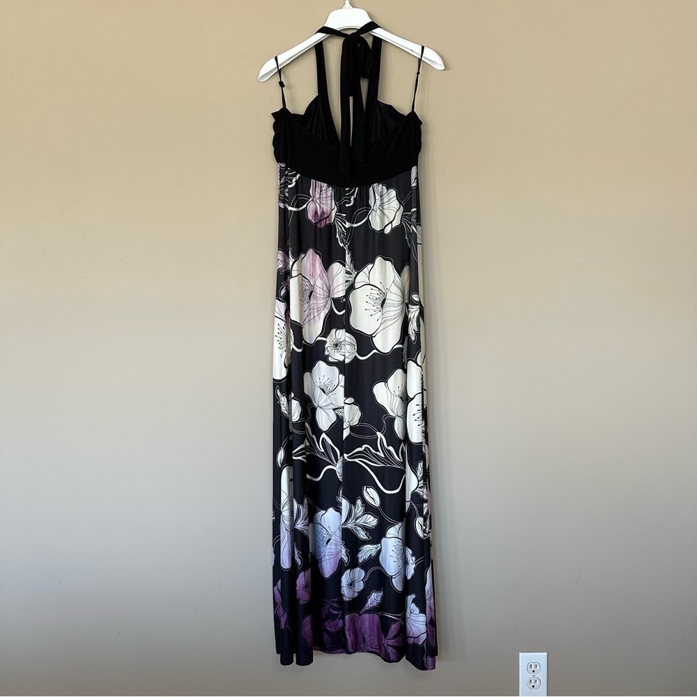 Vintage Y2K Women XL Wet Seal Maxi Dress Halter Tropical Floral 90’s Hawaiian - Picture 6 of 7